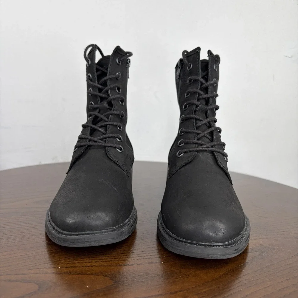 Josef Seibel Selena Combat Boot Women's 36 / 5 Black Nubuck Waterproof Ankle Zip